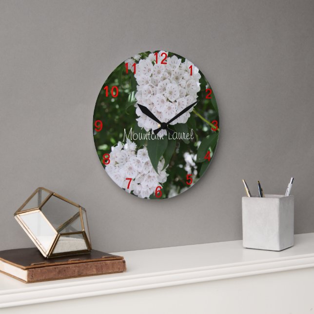 Pretty Close-up Mountain Laurel Flowers Wall Clock (Office)