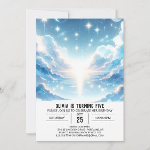 Pretty Clouds Celestial Digital Birthday Invitation