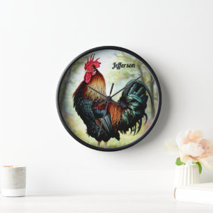 Pretty Cochin Rooster Clock