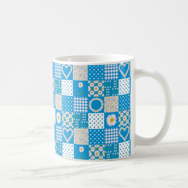 Pretty Coffee Mug: Daisychains, Faux Patchwork Mug (Right)