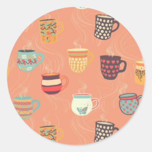 Pretty Coffee Tea Mugs Classic Round Sticker