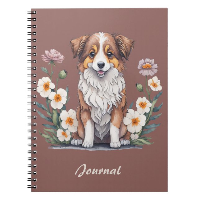 Pretty Collie Surrounded by Flowers - Notebook (Front)