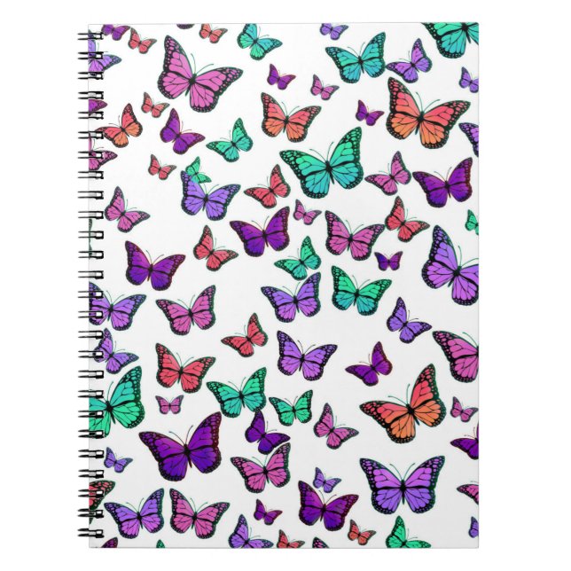 Pretty Colorful Butterflies Pattern Notebook (Front)