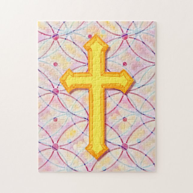 Pretty Colorful Faith Cross Puzzle (Vertical)