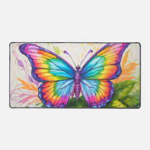 Pretty Colorful Floating Butterfly Doodle Art Desk Mat