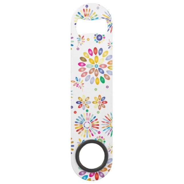Pretty Colorful Flowers Circles Pattern on White (Front)