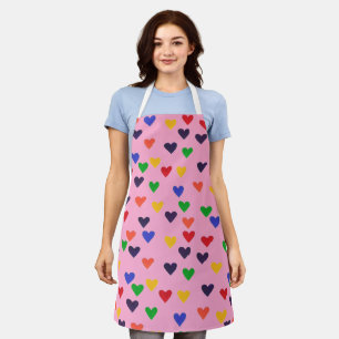 Pretty Colorful Hearts in Rainbow Colors Aprons