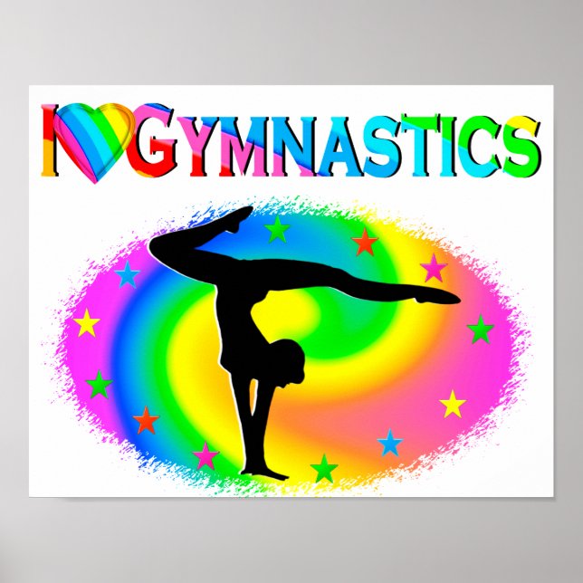 PRETTY COLORFUL I LOVE GYMNASTICS DESIGN POSTER (Front)