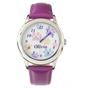 Pretty Colorful Paw Printed Kids Watch