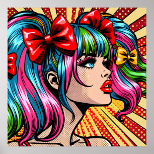 Pretty Colorful Pop Art Comic Girl not vectorized Poster
