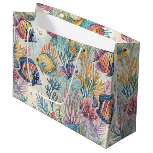 PRETTY COLORFUL TROPICAL FISH LARGE GIFT BAG