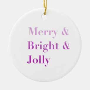 Pretty Colorful Typography Merry Bright Christmas Ceramic Tree Decoration
