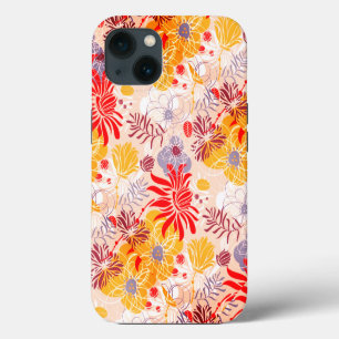 Pretty coloured abstract flowers iPhone 13 case