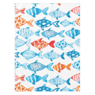 Pretty Coloured Fish Blue Red Tablecloth