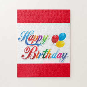 pretty coloured happy birthday puzzle