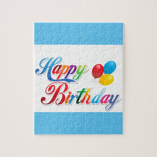 pretty coloured happy birthday puzzle (Vertical)