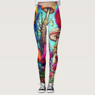 Pretty Coloured Mushrooms on Customised Modern Leggings