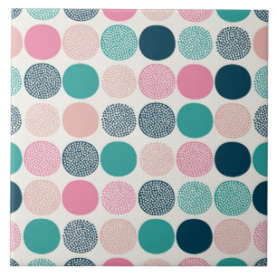 Pretty Coloured Polka Dots Tile