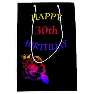 Pretty colourful 30th birthday medium gift bag