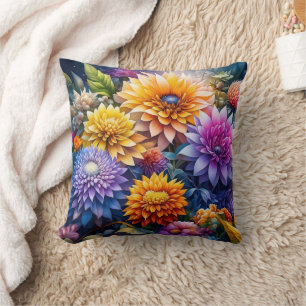 Pretty Colourful Ai Art Flowers Cushion