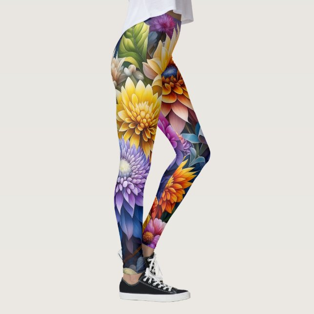 Pretty Colourful Ai Art Flowers  Leggings (Right)