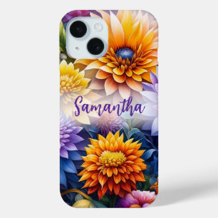 Pretty Colourful Ai Art Flowers Personalised iPhone 15 Case