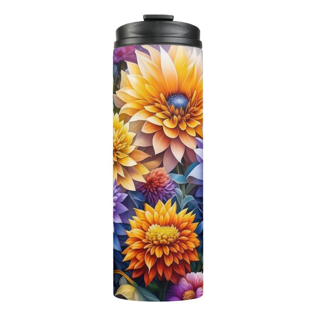 Pretty Colourful Ai Art Flowers Personalised Thermal Tumbler (Front)