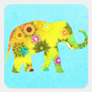 Pretty Colourful Artsy Elephant Sticker