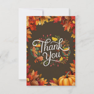 Pretty Colourful Autumn Fall Thank You Card