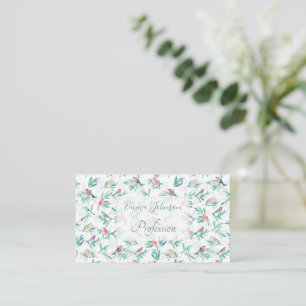 Pretty Colourful Birds Leaves Vintage White Design Business Card