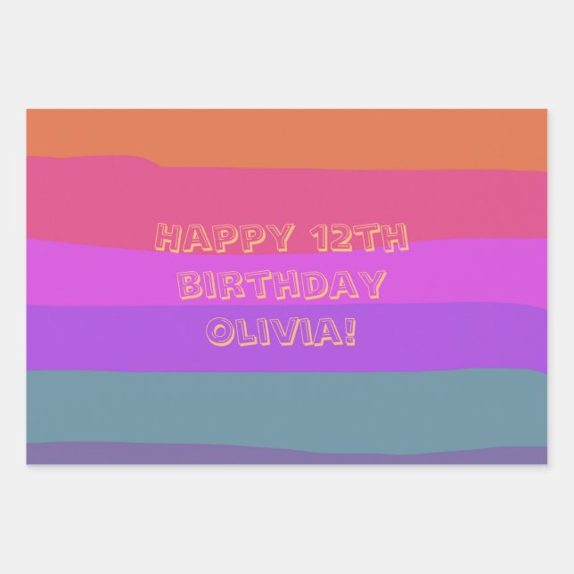 Pretty Colourful Birthday  Wrapping Paper Sheet (Front)