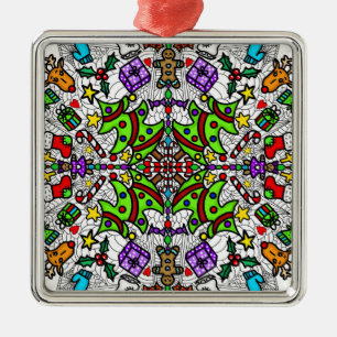 Pretty Colourful Christmas Mandala Metal Tree Decoration