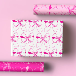 Pretty & Colourful Coquette Pastel & Hot Pink Bows Wrapping Paper Sheet