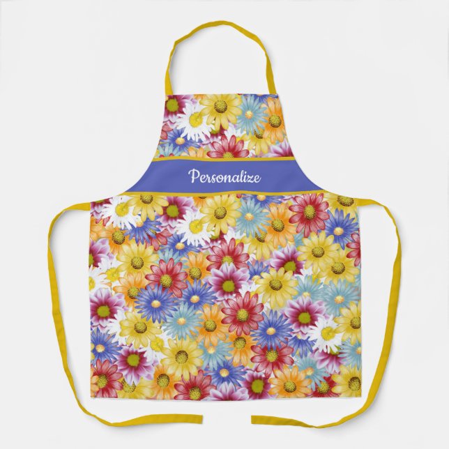 Pretty Colourful Daisies Fun Floral Design Apron (Front)