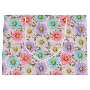Pretty Colourful Daisies  Large Gift Bag