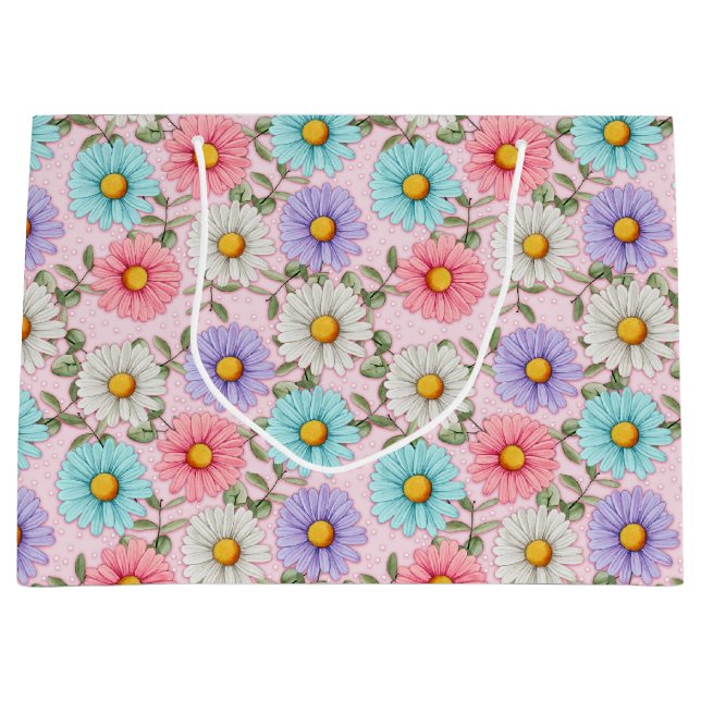 Pretty Colourful Daisies  Large Gift Bag (Front)