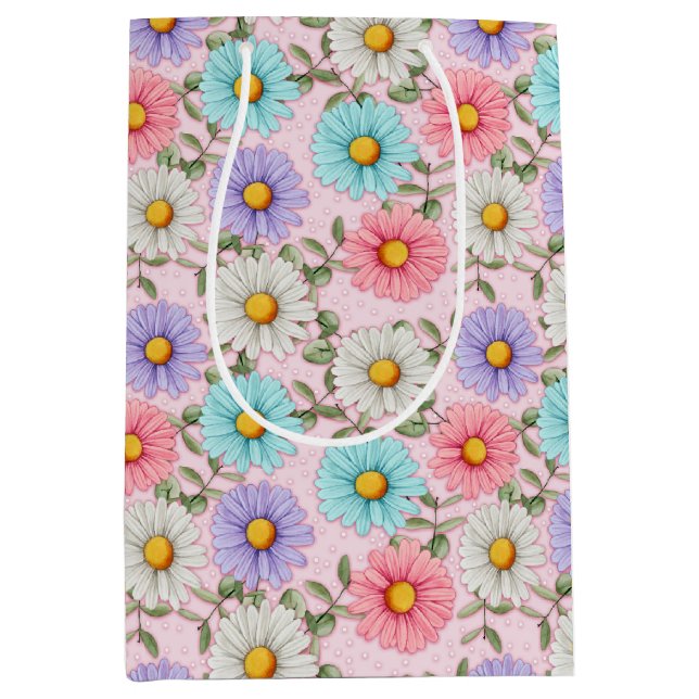Pretty Colourful Daisies  Medium Gift Bag (Front)