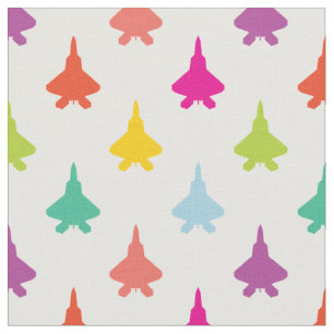 Pretty Colourful F-22 Raptor Fighter Jet Pattern Fabric