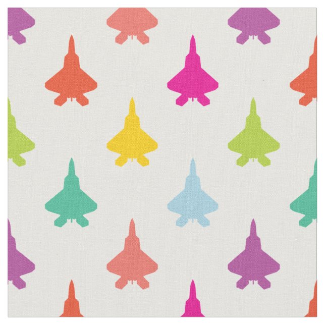 Pretty Colourful F-22 Raptor Fighter Jet Pattern Fabric (Close Up)