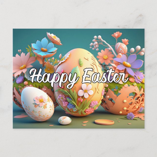 Pretty Colourful Festive Easter Collage Postcard (Front)