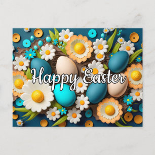 Pretty Colourful Festive Easter Collage Postcard