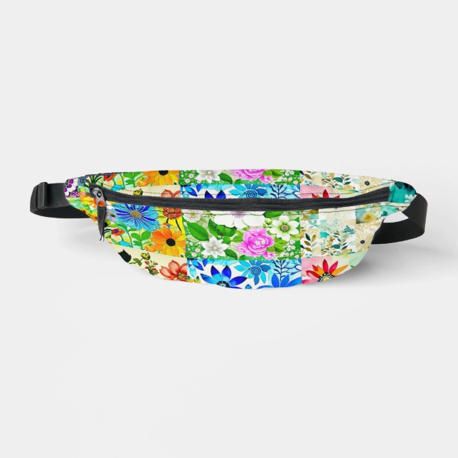Pretty Colourful Floral Patchwork  Bum Bags (Front)