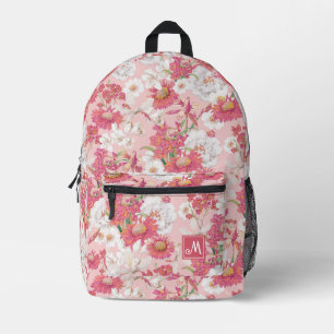 Pretty Colourful Floral Pattern Pink Custom Girl Printed Backpack
