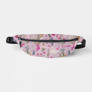Pretty Colourful Floral Pattern Purple Pink Custom Bum Bags