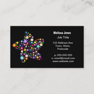 Pretty Colourful Floral Star Business Card