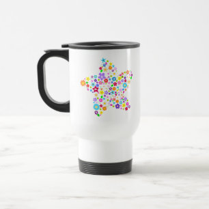 Pretty Colourful Floral Star Travel Mug