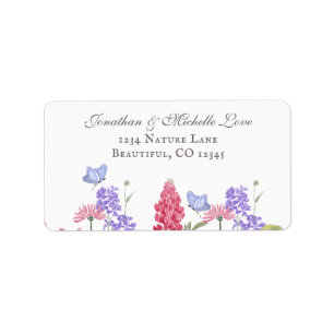Pretty Colourful Flowers and Butterflies Address Label