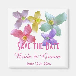 Pretty colourful flowers save the date magnet