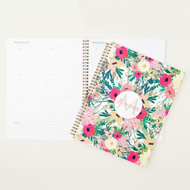 Pretty Colourful Flowers White Botanical Planner (Display)