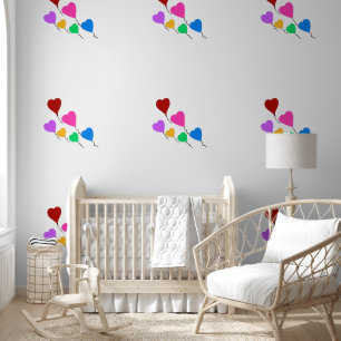 Pretty Colourful Flying Hearts Balloons Wallpaper